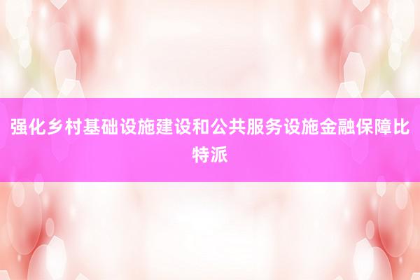 强化乡村基础设施建设和公共服务设施金融保障比特派