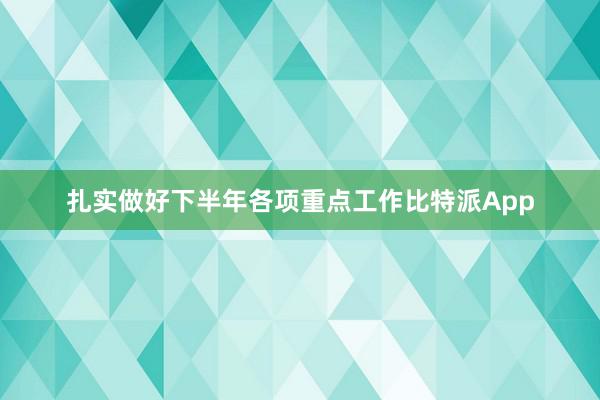 扎实做好下半年各项重点工作比特派App