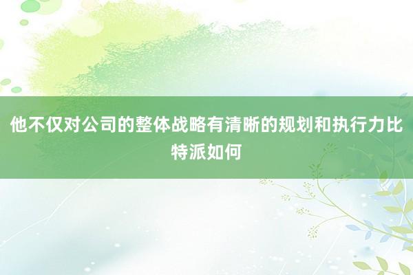 他不仅对公司的整体战略有清晰的规划和执行力比特派如何