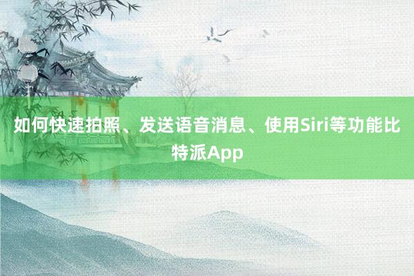 如何快速拍照、发送语音消息、使用Siri等功能比特派App