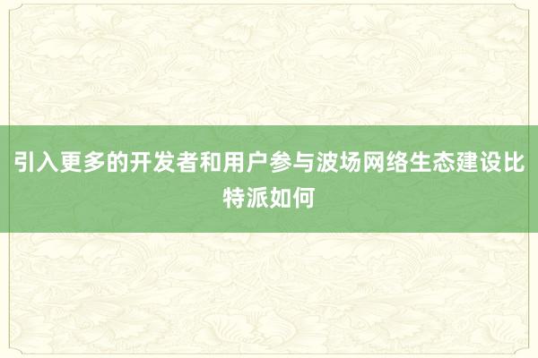 引入更多的开发者和用户参与波场网络生态建设比特派如何