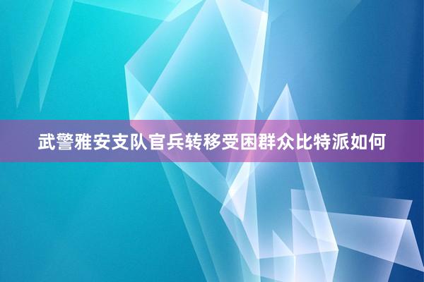 武警雅安支队官兵转移受困群众比特派如何